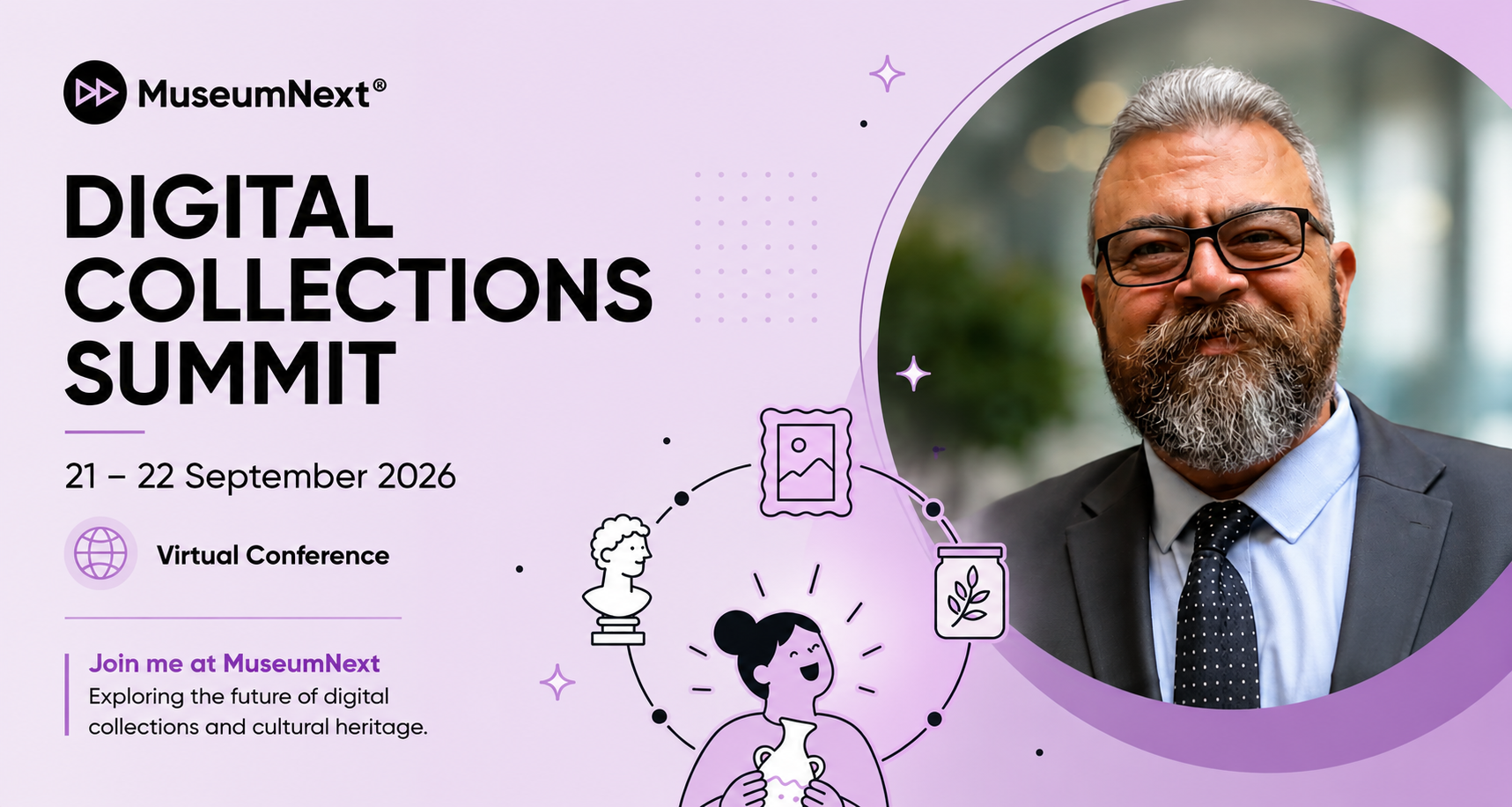 MuseumNext Digital Collections Summit 2026, 21–22 September, Virtual Conference. Join Memory Twin for digital collections and cultural heritage.