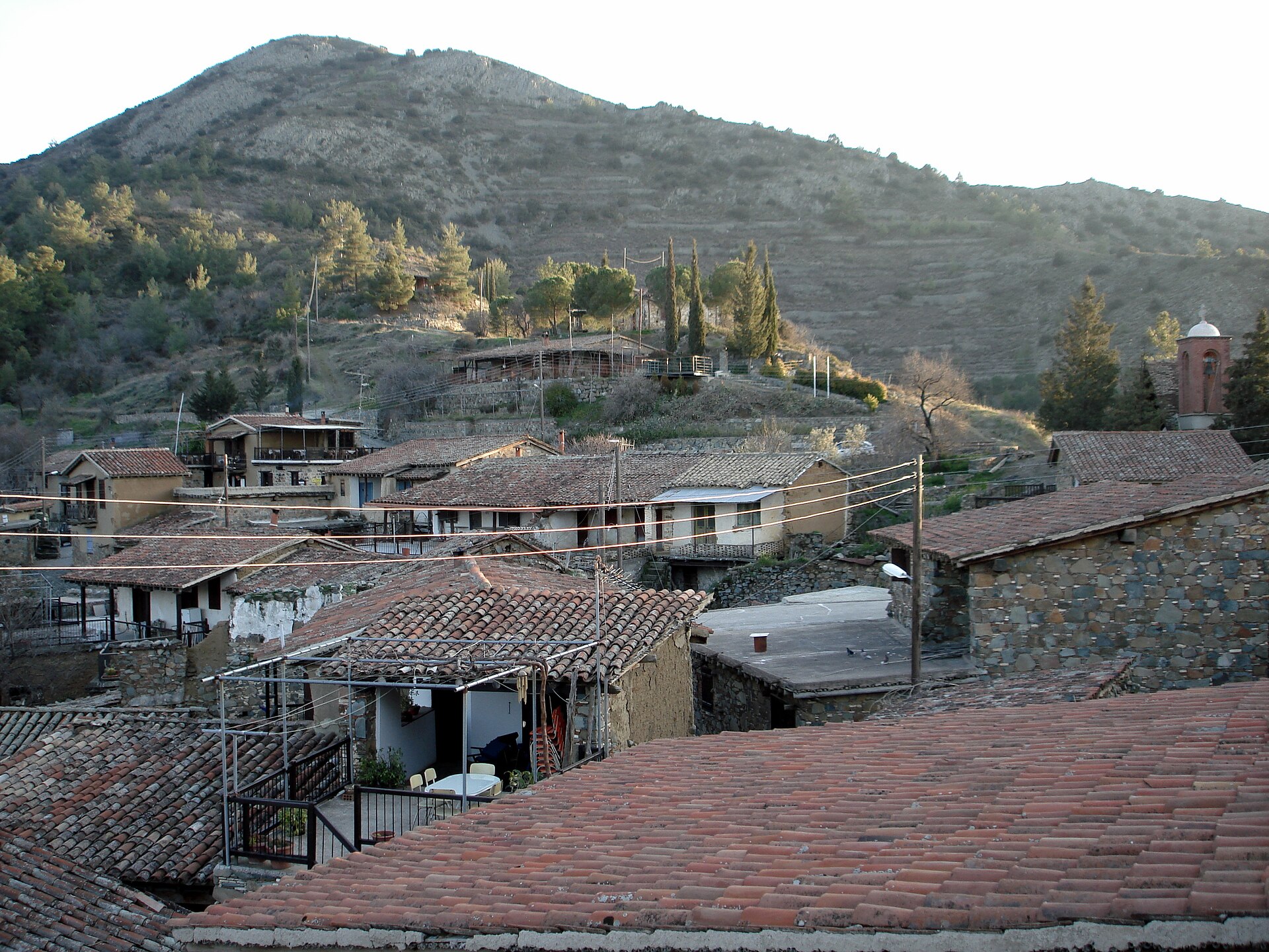 Stone and timber houses of the traditional village of Fikardou in the Cypriot mountains.